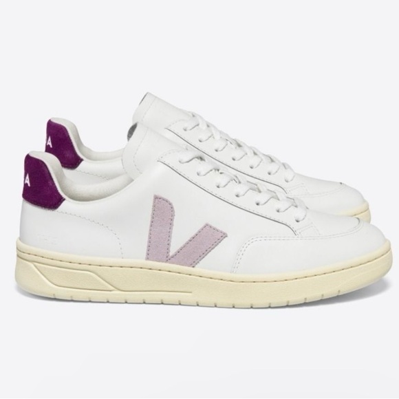 VEJA V-12 LEATHER WHITE PARME MAGENTA - Picture 3 of 5